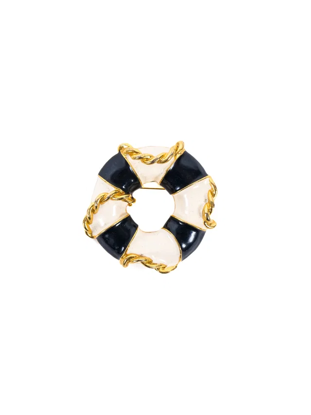 Escada Black Life Ring Brooch in Black from Arcade Vintage