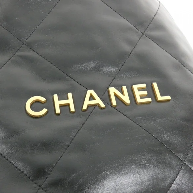 CHANEL 22 Line AS3859 Rucksack in BLACK / MAT GOLD metal fittings calf from KOMEHYO, photo 6 of 8