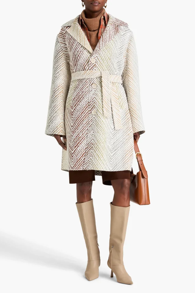Missoni Belted Bouclé-Tweed Coat in White, photo 2 of 4 from THE OUTNET