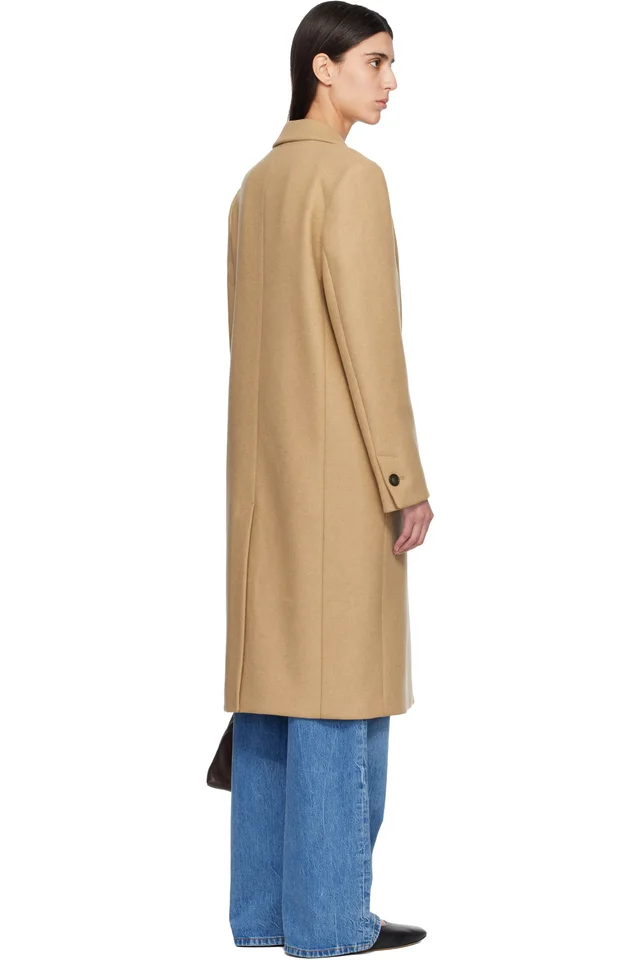 TOTEME Beige Classic Winter Coat, photo 3 of 4 from SSENSE