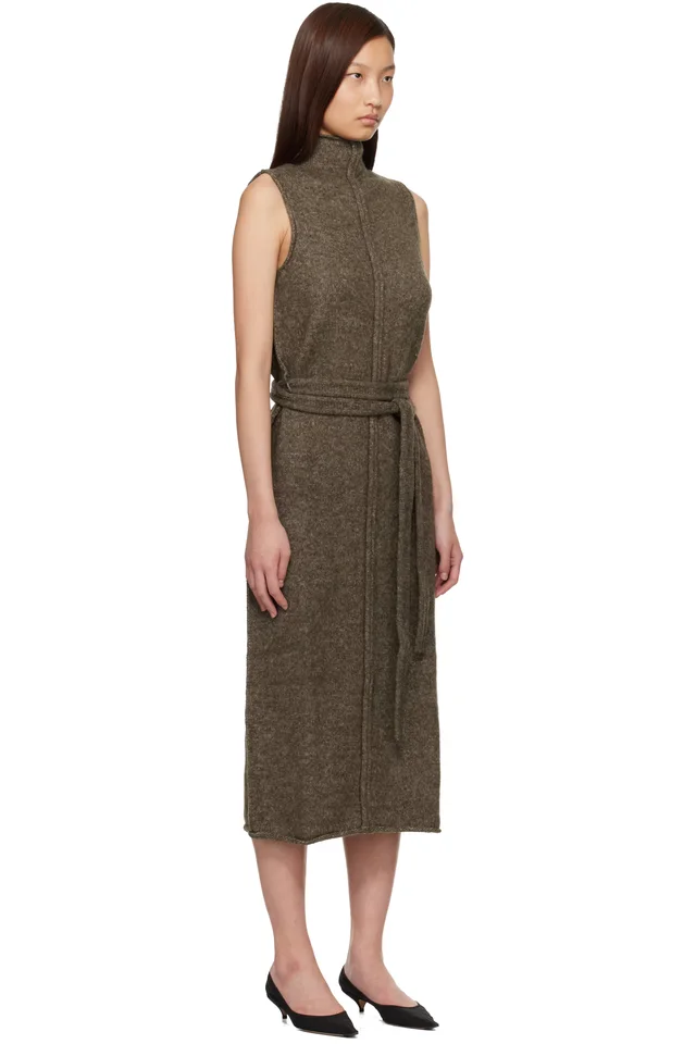 Brown Proenza Schouler White Label Zola Knit Midi Dress, photo 2 of 4 from SSENSE