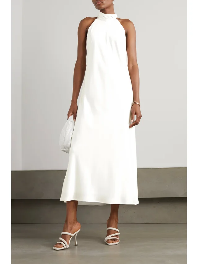 GALVAN Sienna halterneck satin midi dress in White, photo 2 of 2 from NET-A-PORTER (Canada)