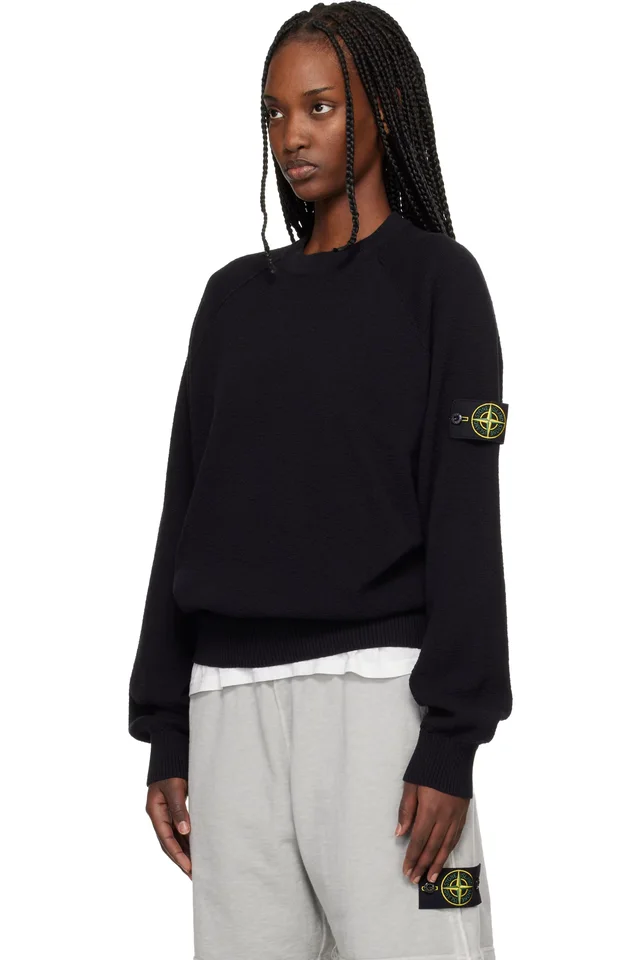 Stone Island Navy 5100020 Light Raw Hand Organic Cotton Sweater, photo 4 of 5 from SSENSE
