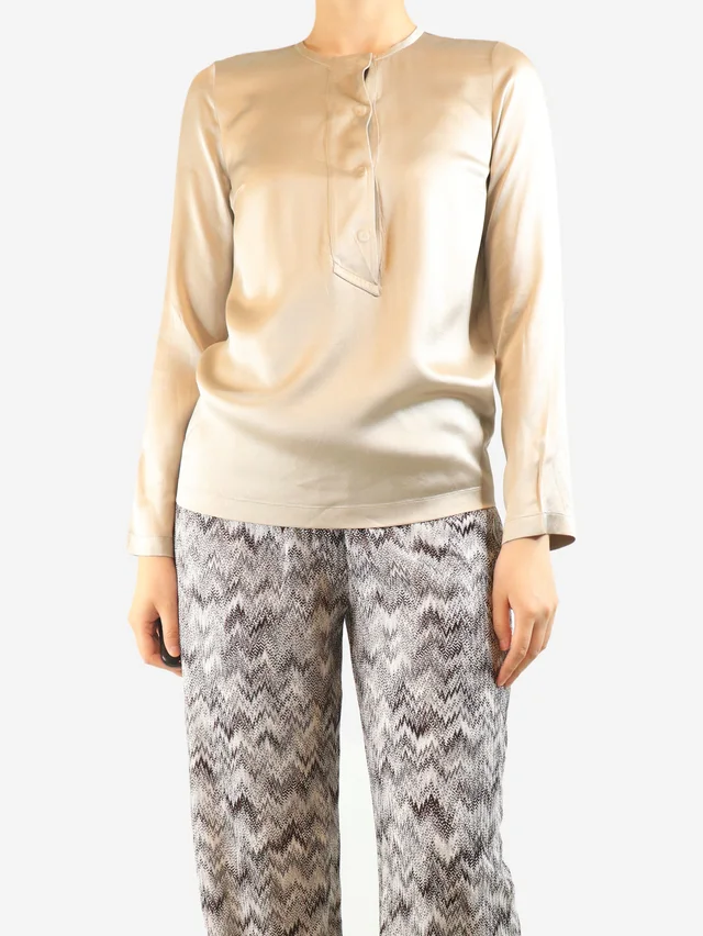 Brunello Cucinelli Neutral sparkly silk blouse - size S in Silk from Sign of the Times