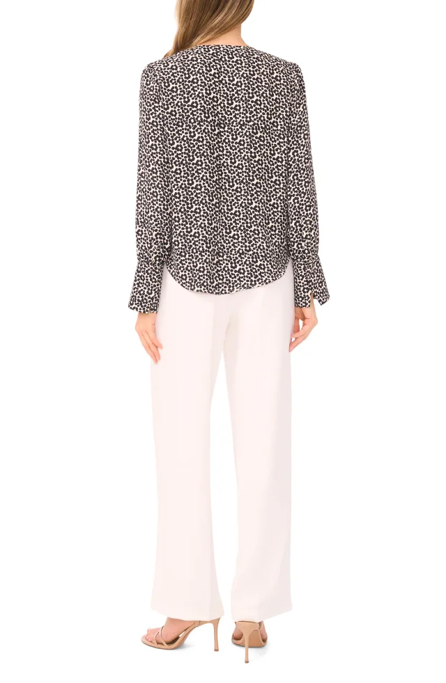 Halogen® Dot Flower Print Long Sleeve Wrap Top, photo 4 of 5 from Nordstrom Rack