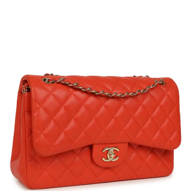 Chanel Jumbo Classic Double Flap Bag Dark Orange Shiny Caviar Light Gold Hardware in Orange Caviar from Madison Avenue Couture, photo 2 of 3