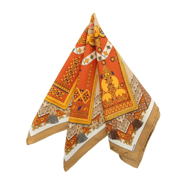 Orange Hermès Brins D Or Silk Scarf 45 Scarves in Orange Silk from Designer Revival