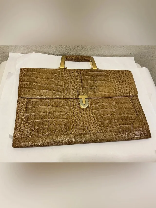 Ponte Vecchio Croc-Embossed Bag In Brown With Gold Hardware Canada from Poshmark