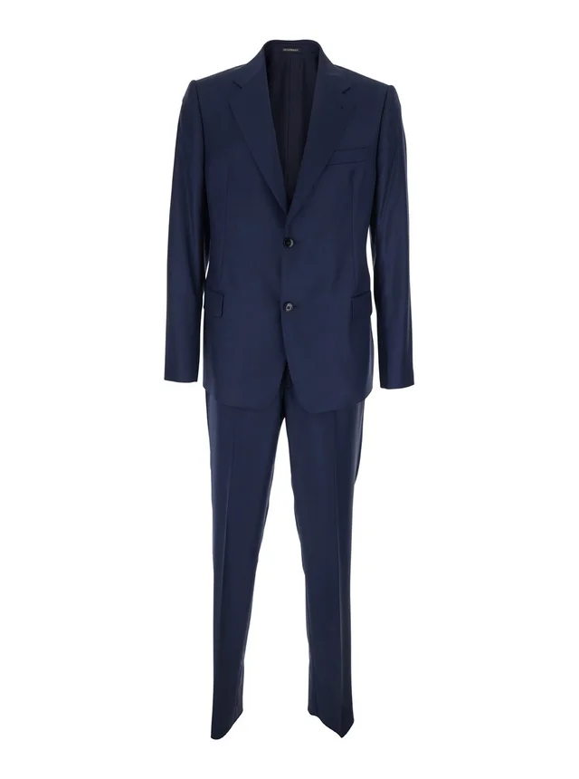 Emporio armani Blue Single-breasted Suit with Notched Revers in Wool for Men in Blue, photo 2 of 6 from Gaudenzi Boutique