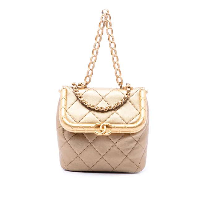 Gold Chanel Micro Quilted Lambskin My Crush Bag Satchel in Gold Lambskin from Designer Revival