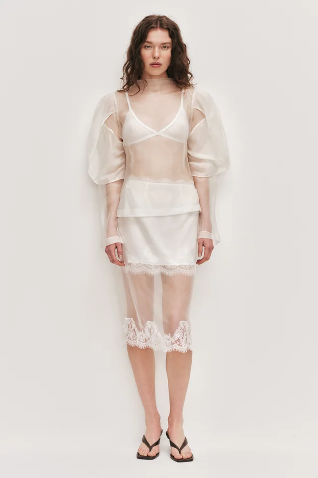 AJE Mirella Organza Long Sleeve Top in White from Aje, photo 1 of 1