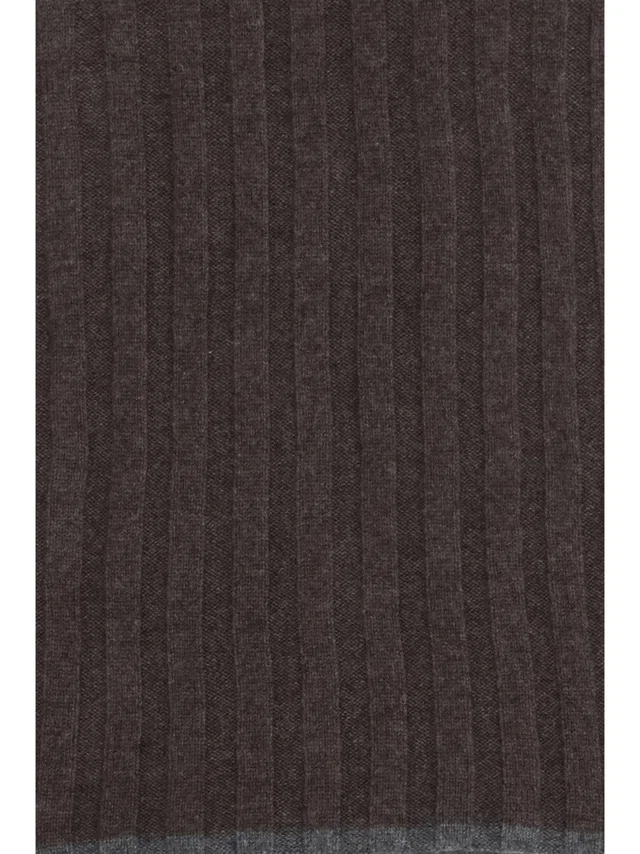 Brunello Cucinelli Ribbed Cashmere Scarf — Brown Scarfs in Brown Cashmere from HEWI
