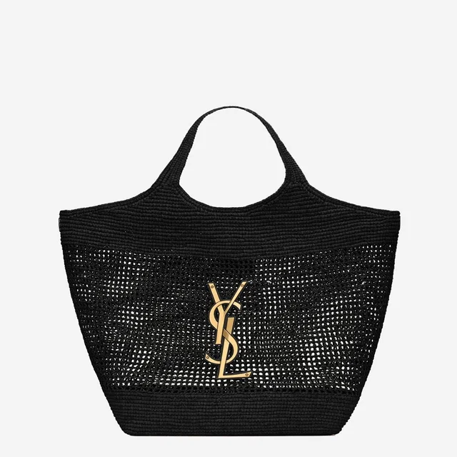Saint Laurent Icare Tote Bag — Black Raffia in Black Raffia from HEWI