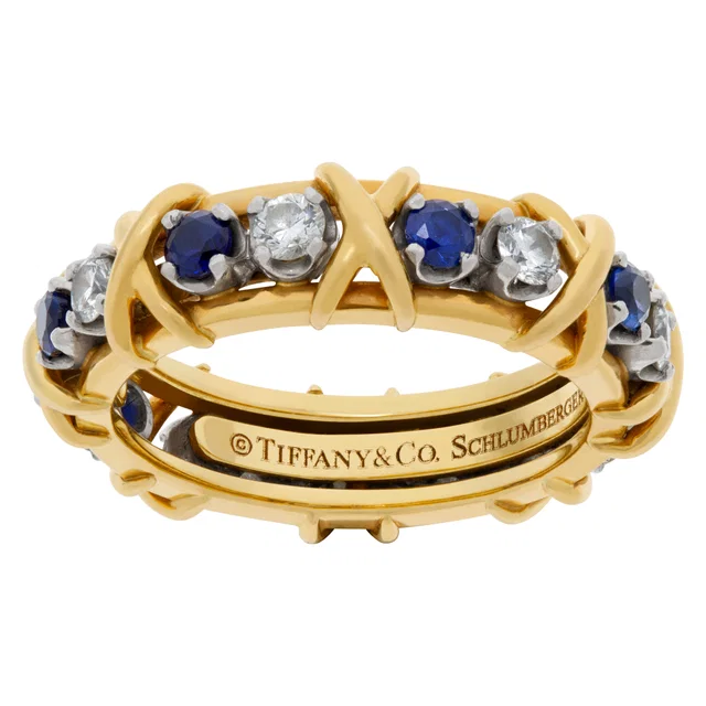 Tiffany & Co. Schlumberger Sixteen Stone Ring 18k with diamonds and sapphires in Yellow Gold from Gray And Sons