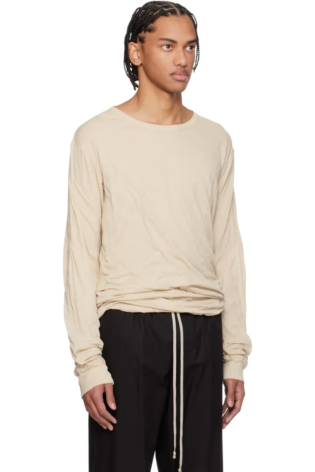 Rick Owens Off-White Temple Jumbo Double LS T-shirt, photo 2 of 2 from SSENSE