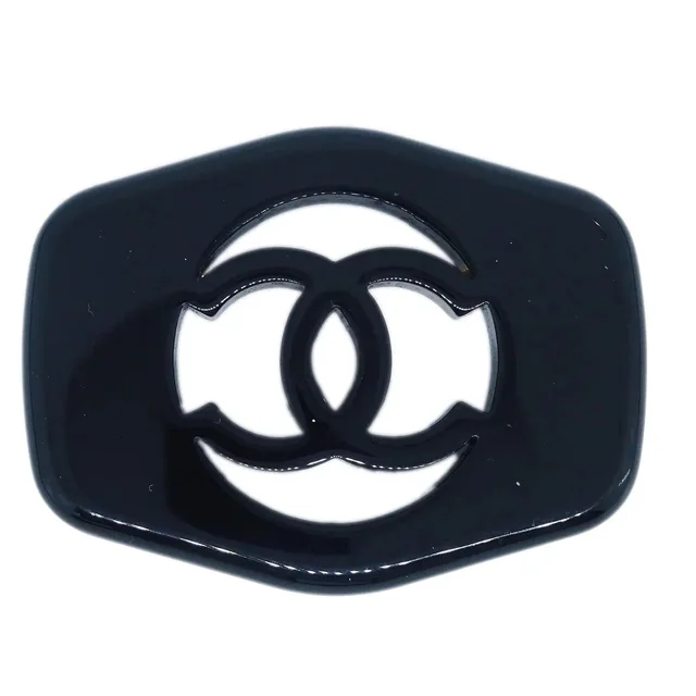 Chanel Brooch Pin Black 97P in Black Resin from AMORE Vintage Tokyo