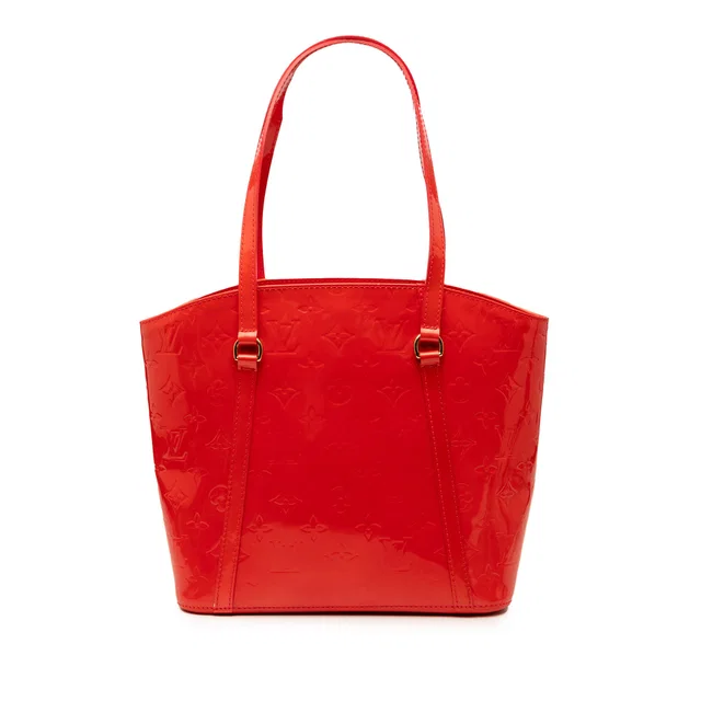 Red Louis Vuitton Monogram Vernis Avalon MM Tote Bag in Red Leather from Designer Revival