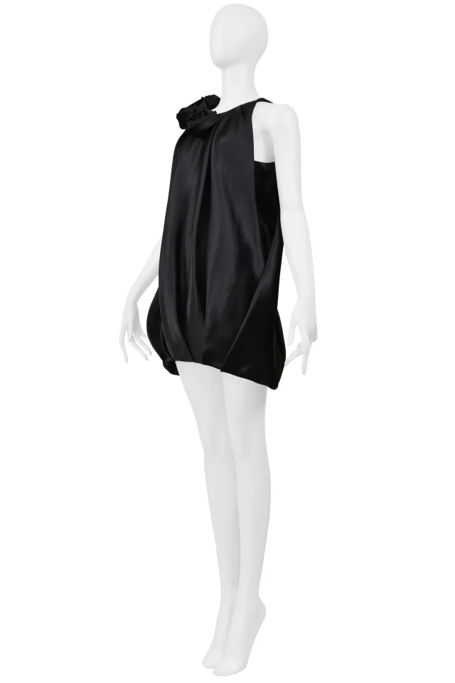 Balenciaga By Ghesquiere Black Satin Dress With Roses in Black Satin from Resurrection Vintage, photo 5 of 8