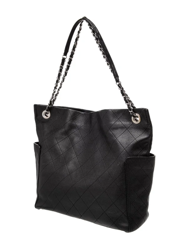 Chanel Quilted Around Pocket Tote in black Caviar leather from The RealReal, photo 3 of 5