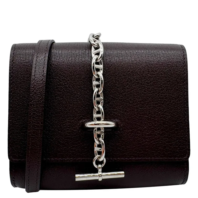Hermès D'Ancre Chamkila Goatskin Leather Long Wallet Brown in Brown Goatskin from Dallas Designer Handbags