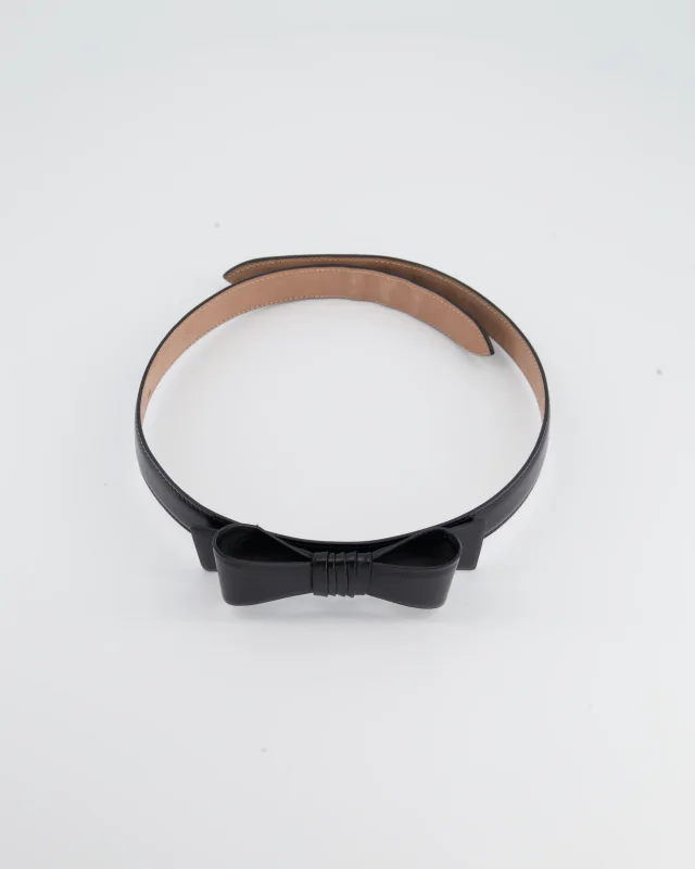 Alaïa Black Leather Belt with Bow Detail Size 70cm in Black Leather from Sellier, photo 5 of 5