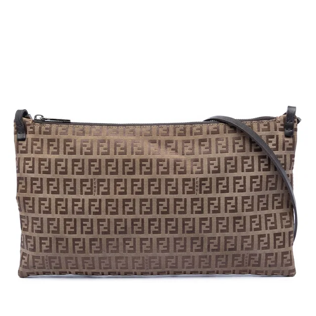 Beige Fendi Zucchino Canvas Crossbody in Beige Canvas from Designer Revival