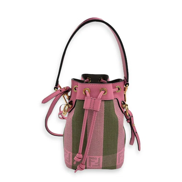 Fendi Mon Tresor Mini Pink Bucket Bag in Pink Raffia from Luxury Promise
