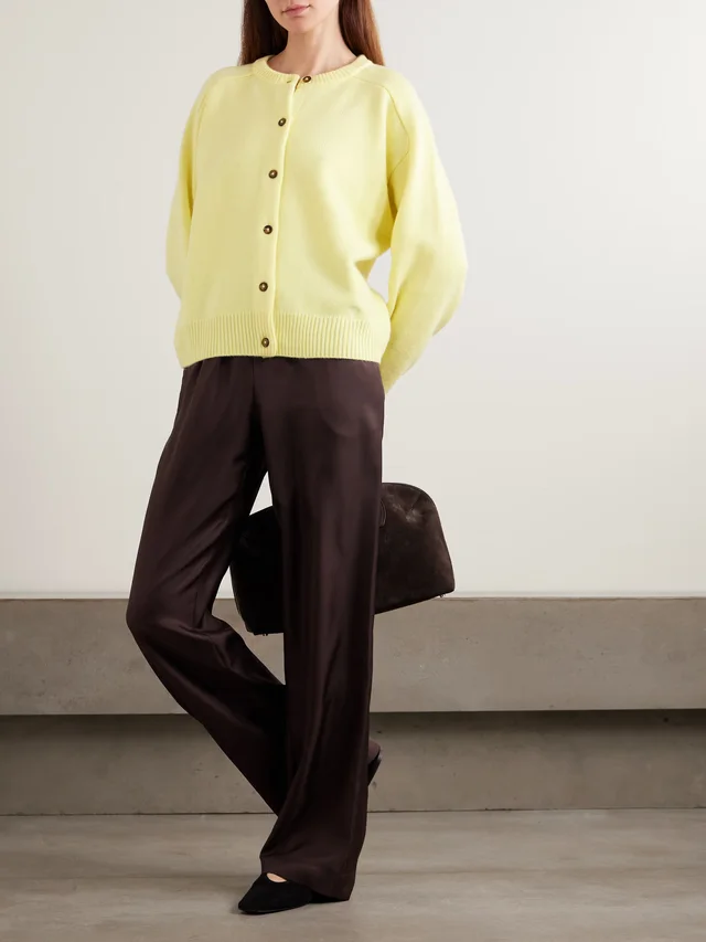 LOULOU DE SAISON Aidar merino wool and cashmere-blend cardigan in Yellow, photo 2 of 2 from NET-A-PORTER (Canada)