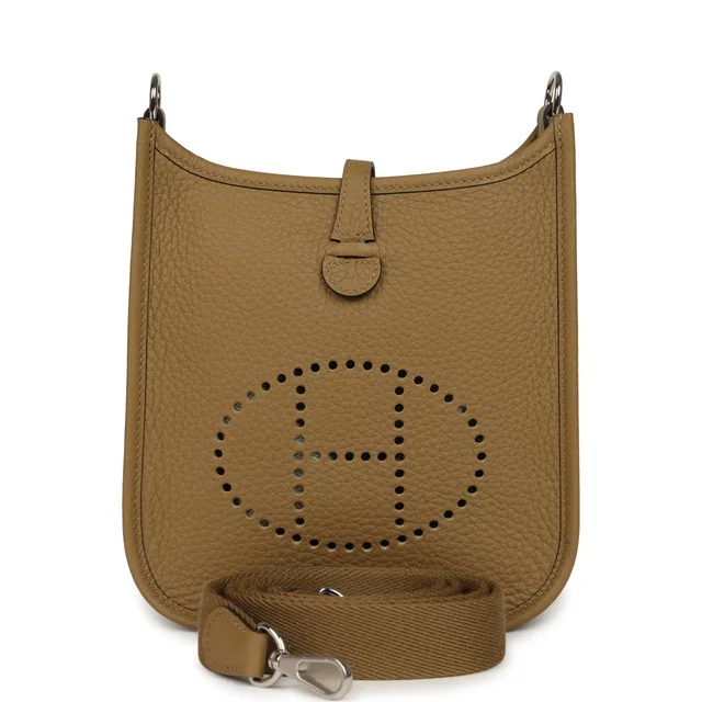 Hermès Evelyne TPM Dune Clemence Palladium Hardware in Clemence leather from Madison Avenue Couture