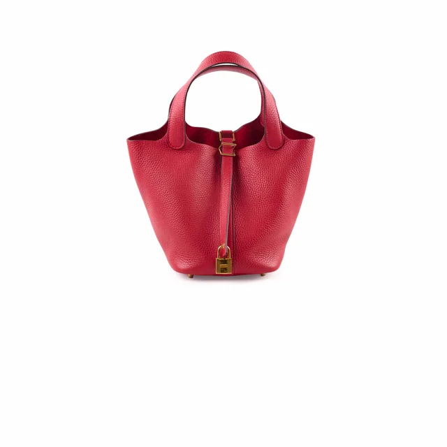 Hermès Picotin 18 Clemence Rouge Casaque C Stamp in Red Clemence leather from The Purse Affair
