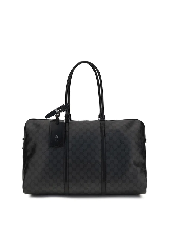 Gucci Travel Bag — Black Cotton; Linen; Polyurethane Top Handle in Black Canvas from HEWI