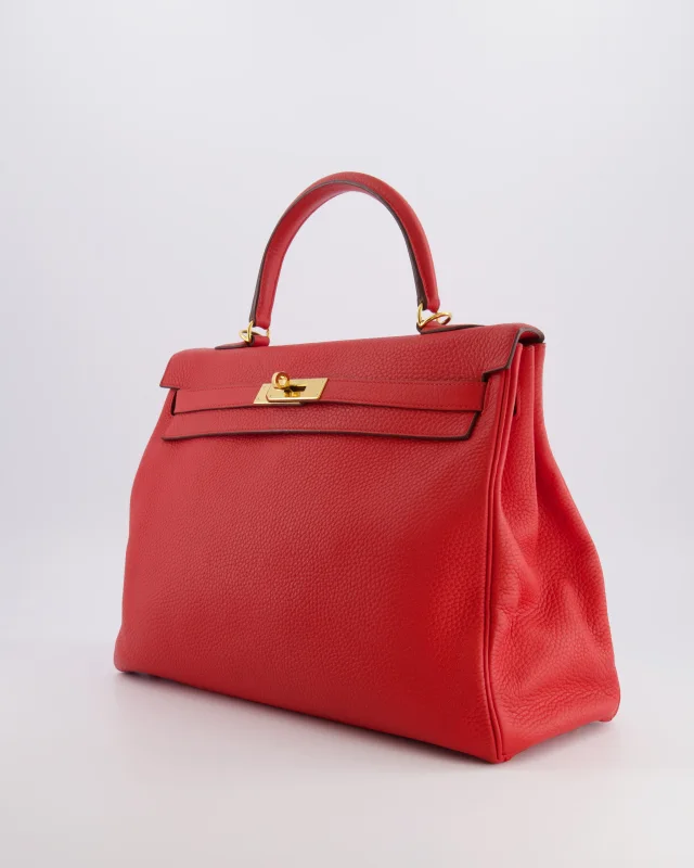 Hermès Kelly 35 Retourne Bag in Red Clemence leather from Sellier, photo 5 of 21