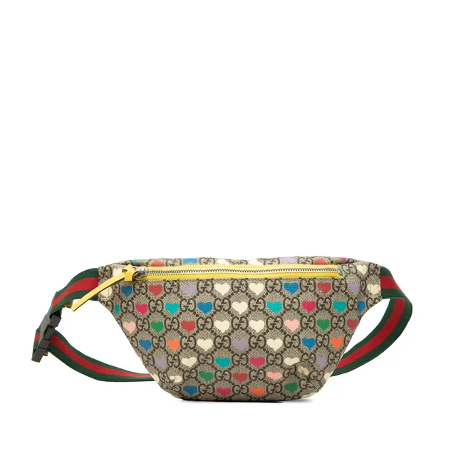 Beige Gucci Kids GG Supreme Hearts Web Belt Bag in Beige Coated canvas from Designer Revival, photo 1 of 1