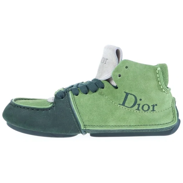 Dior Roadie Leather Low Cut Boots Green in Green Leather from The Reluxe