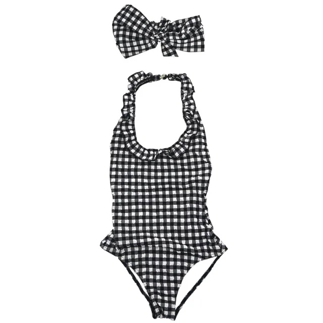 Chanel 2010 Swimwear Swimsuit Gingham Check Black #36 in Black Nylon from AMORE Vintage Tokyo