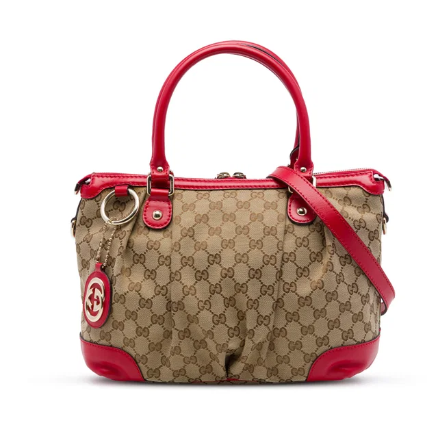 Red Gucci GG Canvas Sukey Satchel in Red Canvas from Designer Revival, photo 1 of 1