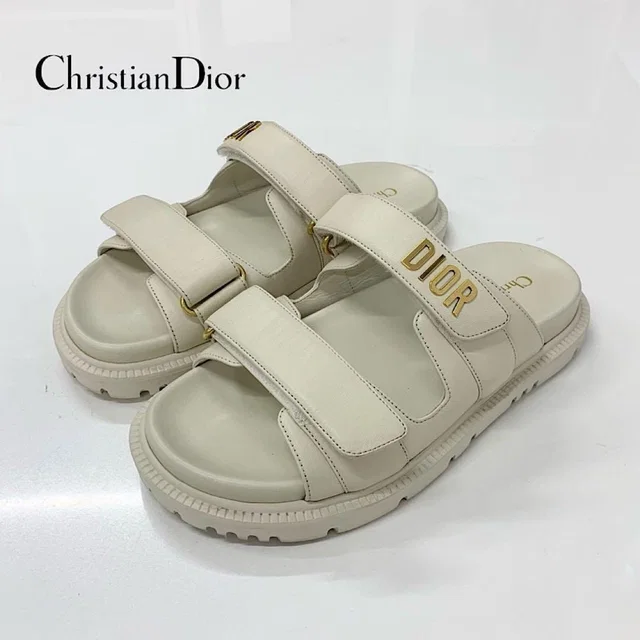 Dior Dioract Lambskin Velcro Strap Sandals in Lambskin from The Reluxe