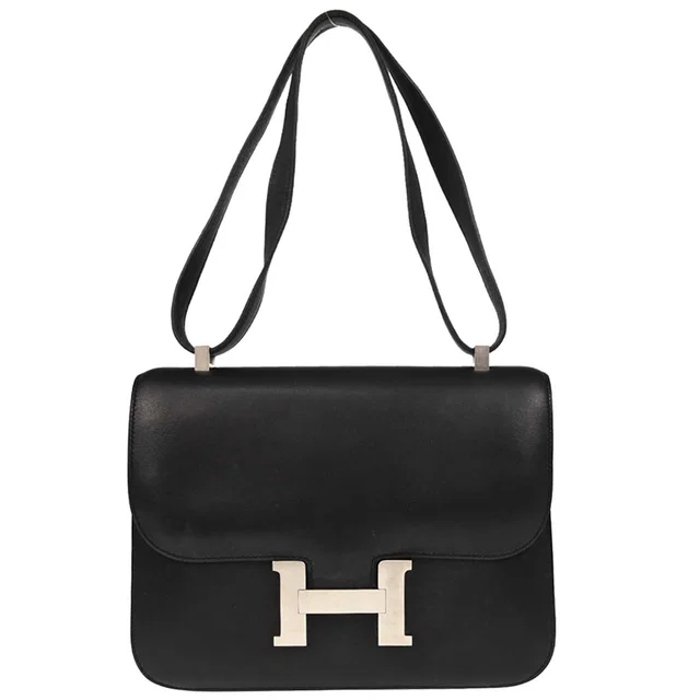 Hermès 1998 Black Chamonix Constance 25 Shoulder Bag in Black from AMORE Vintage Tokyo
