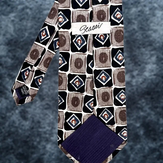 Etro Scaasi Tie Mens Os Black Brown Silk Geometric Diamond Pattern Retro Necktie in black Silk from Grailed