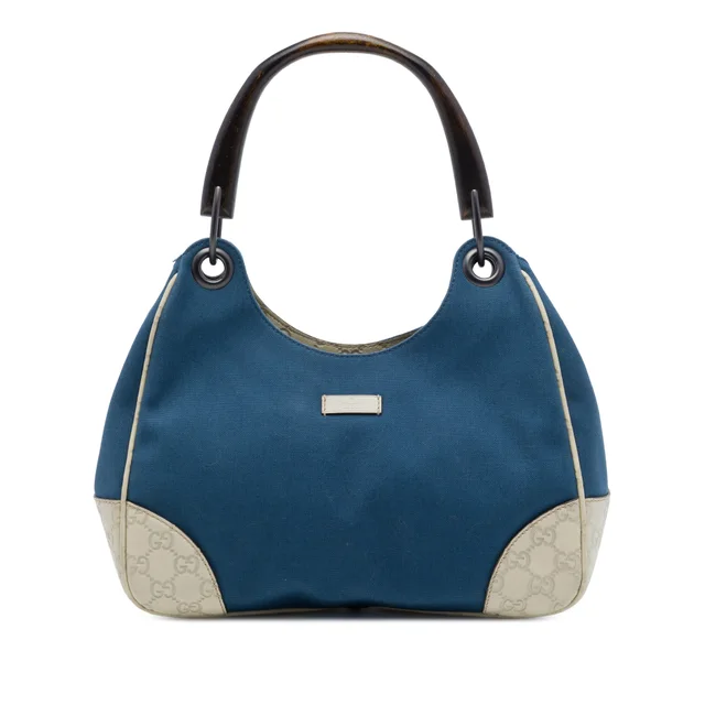 Blue Gucci Guccissima Trimmed Canvas Colbert Shoulder Bag in Blue Canvas from Designer Revival, photo 1 of 1