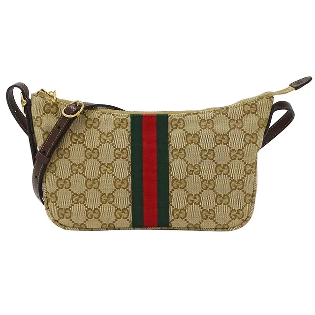 Gucci Shoulder Bag 2-Way Lunetta GG Supreme Beige Brown Small in Brown Canvas from The Reluxe