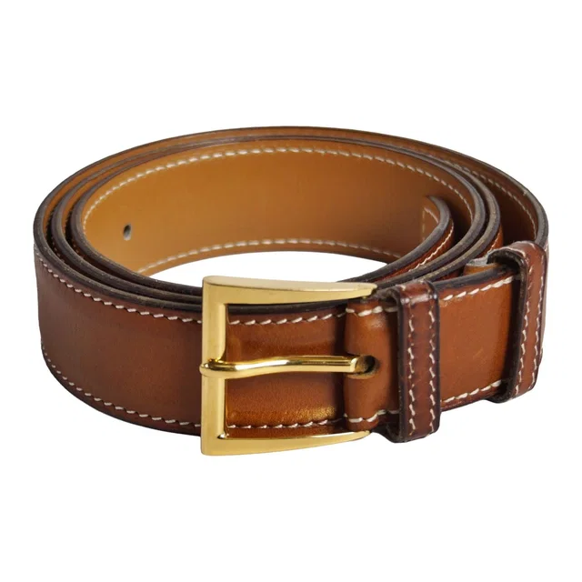 Hermès Vintage Belt Leather Buckle 100 Brown in Brown Leather from The Reluxe