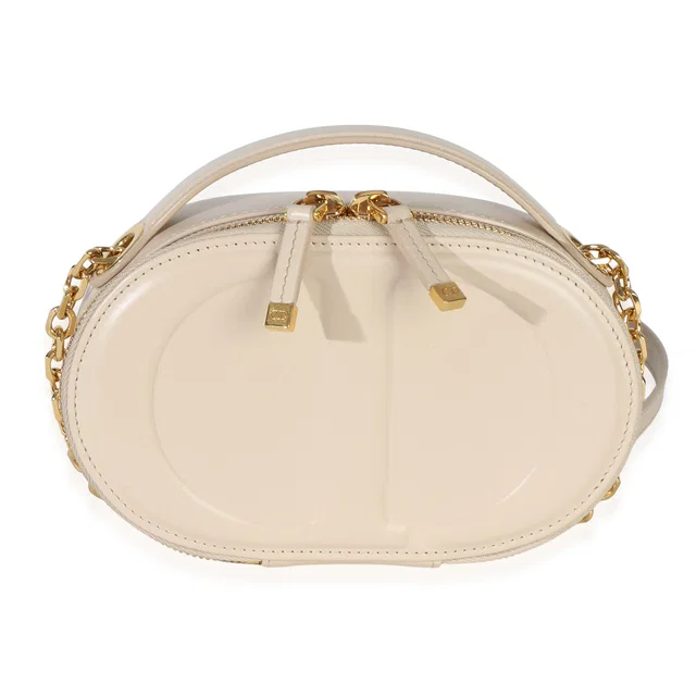 Dior Cream Calfskin CD Signature Oval Crossbody Camera Bag in White Calfskin from myGemma