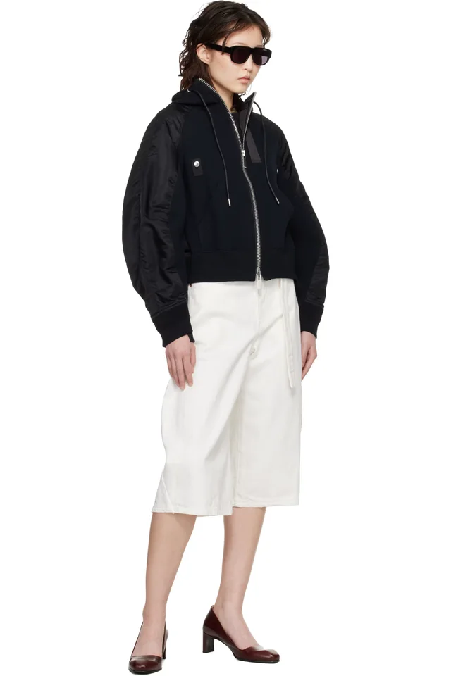 sacai Black Sponge Sweat Hoodie, photo 4 of 4 from SSENSE
