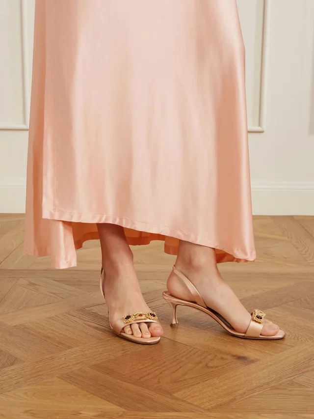 MANOLO BLAHNIK Cupisan 50 embellished satin slingback sandals in Pink, photo 2 of 2 from NET-A-PORTER (Canada)