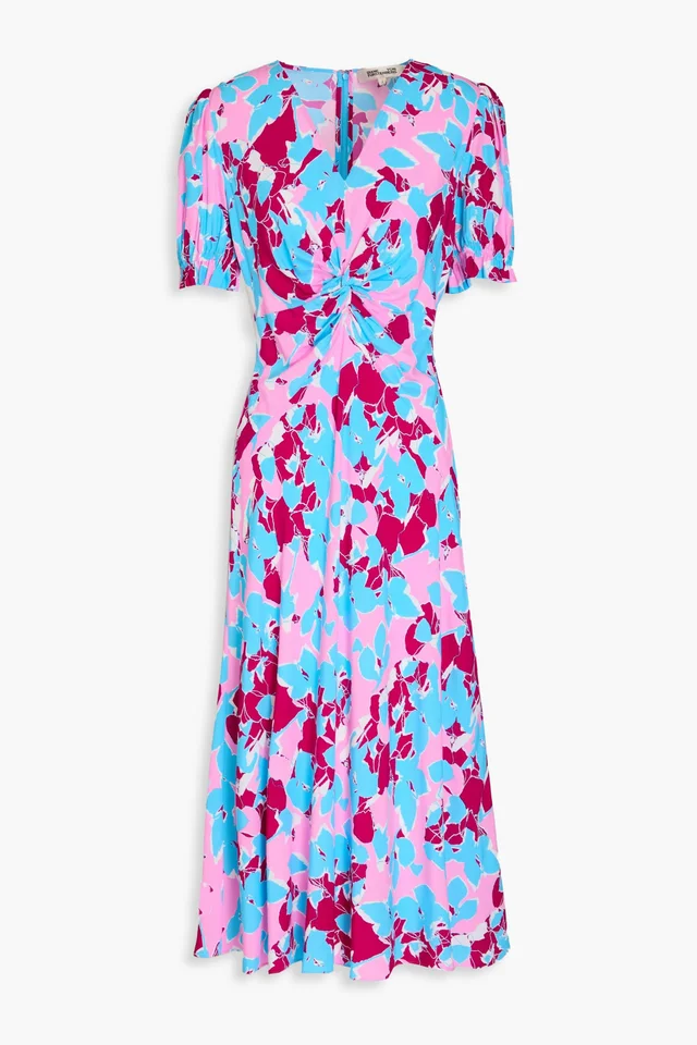 Diane von Furstenberg Anaba Twisted Floral-Print Crepe de Chine Midi Dress from THE OUTNET, photo 1 of 1