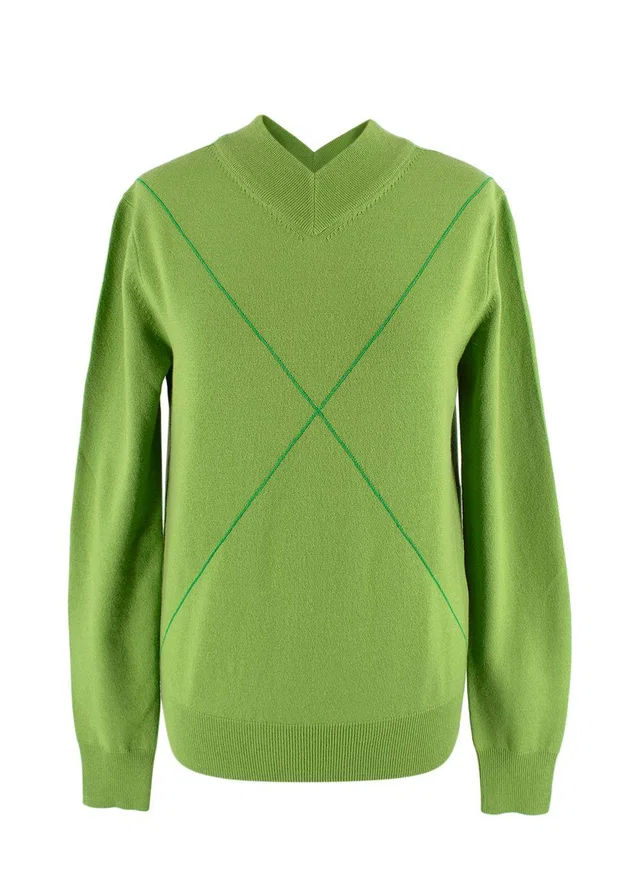 Bottega Veneta Green Wool-blend Fine Knit Jumper in Green Wool from HEWI