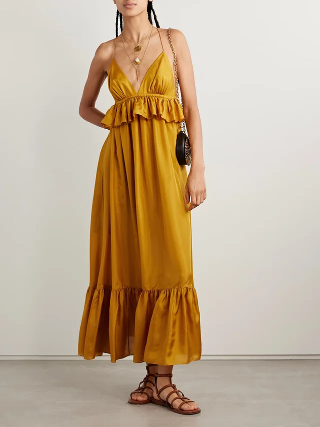 ZIMMERMANN Rhiannon ruffled silk maxi dress in Yellow, photo 2 of 2 from NET-A-PORTER (Canada)