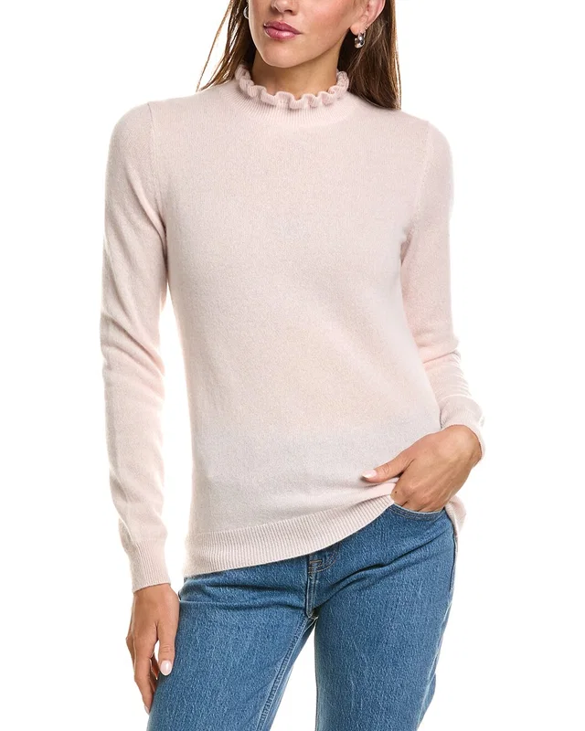 sofiacashmere Ruffle Mock Neck 100% Cashmere Sweater, image 1 of 1 from Rue La La