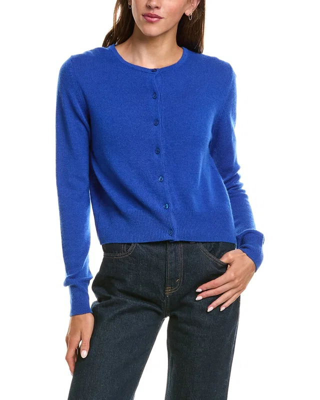 Forte Cashmere Basic Cropped Button 100% Cashmere Cardigan, image 1 of 1 from Rue La La